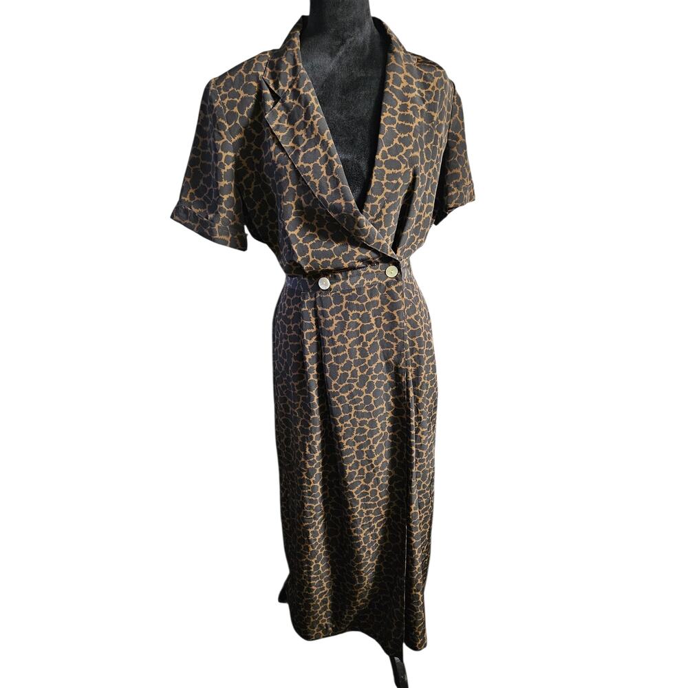 Vintage Sag Harbor Leopard Print Wrap Dress Size 10 Animal Print  Size Medium